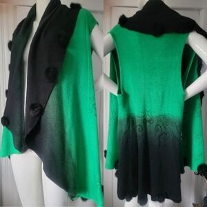 Pom Pom Green & Black Cozy Cardigan ONE SIZE